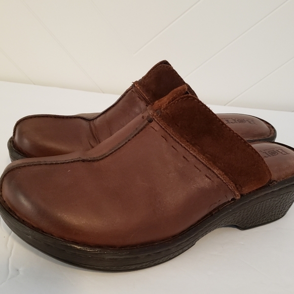 Born Brown Leather Clogs Women's Size 7 Mules - Picture 2 of 9